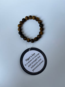 Lion and Lotus Intentional Gemstone Jewelry - Tiger’s Eye Bracelet