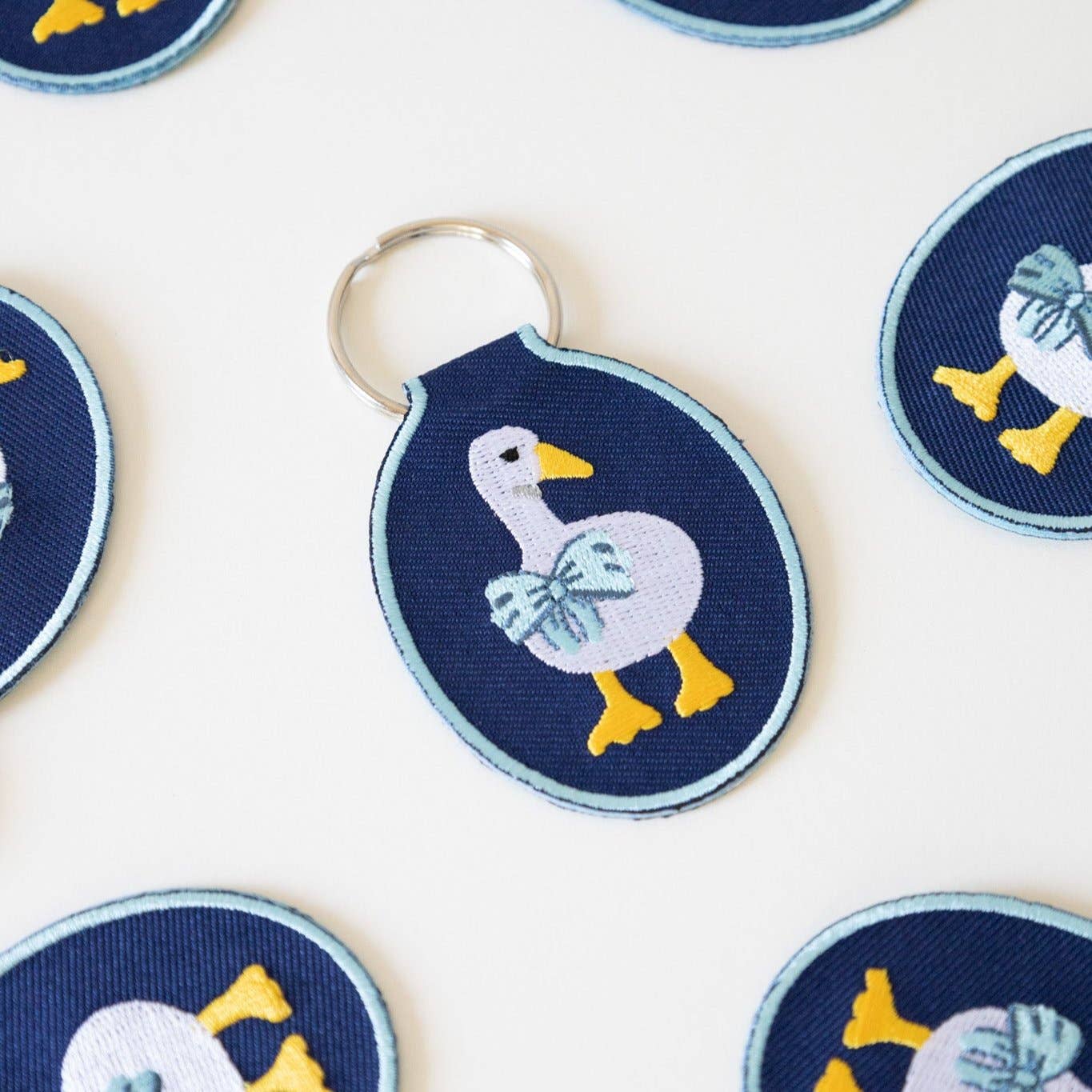 Duck Embroidered Keychain | lucky duck, silly goose