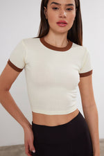 Women's Blank Cropped T-Shirt Two Tone Basic Crop Top Blank