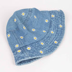 Denim Flower Embloidery Bucket Hat
