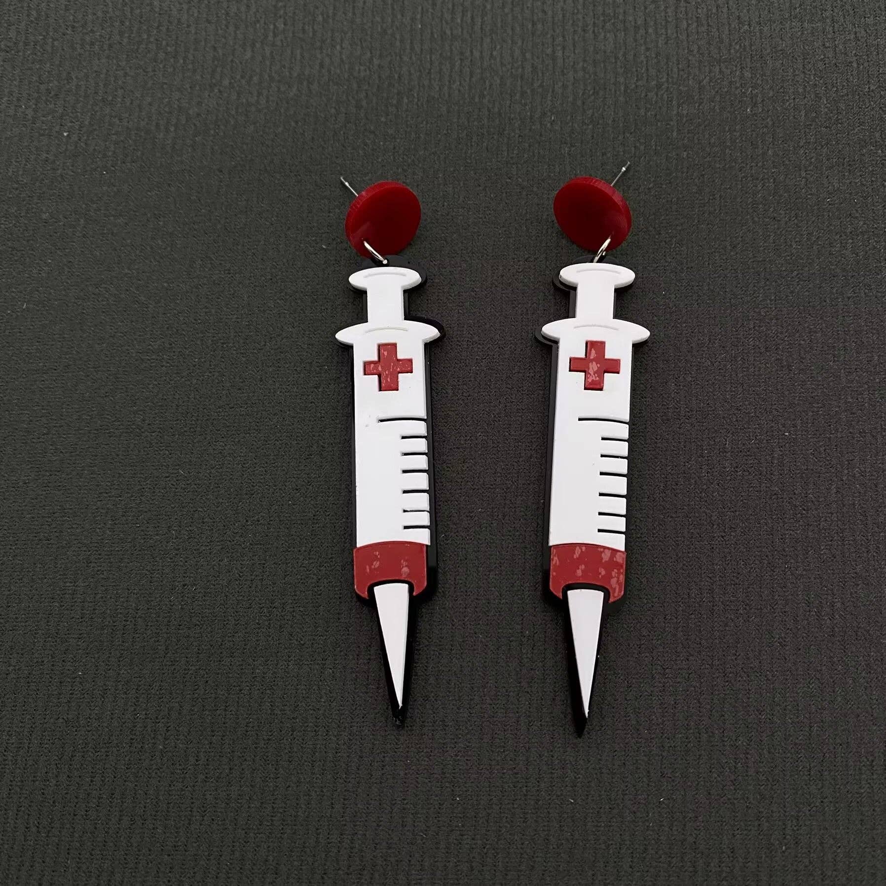 Halloween Acrylic Syringe Dangle Earrings