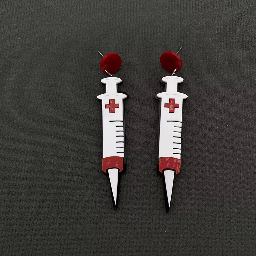 Halloween Acrylic Syringe Dangle Earrings