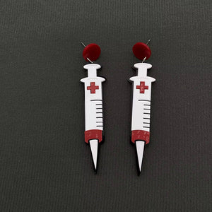 Halloween Acrylic Syringe Dangle Earrings