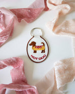 Hot Dog Embroidered Keychain