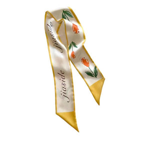 Scarvii - Yellow Floral Neck Scarf - Cheerful & Pretty