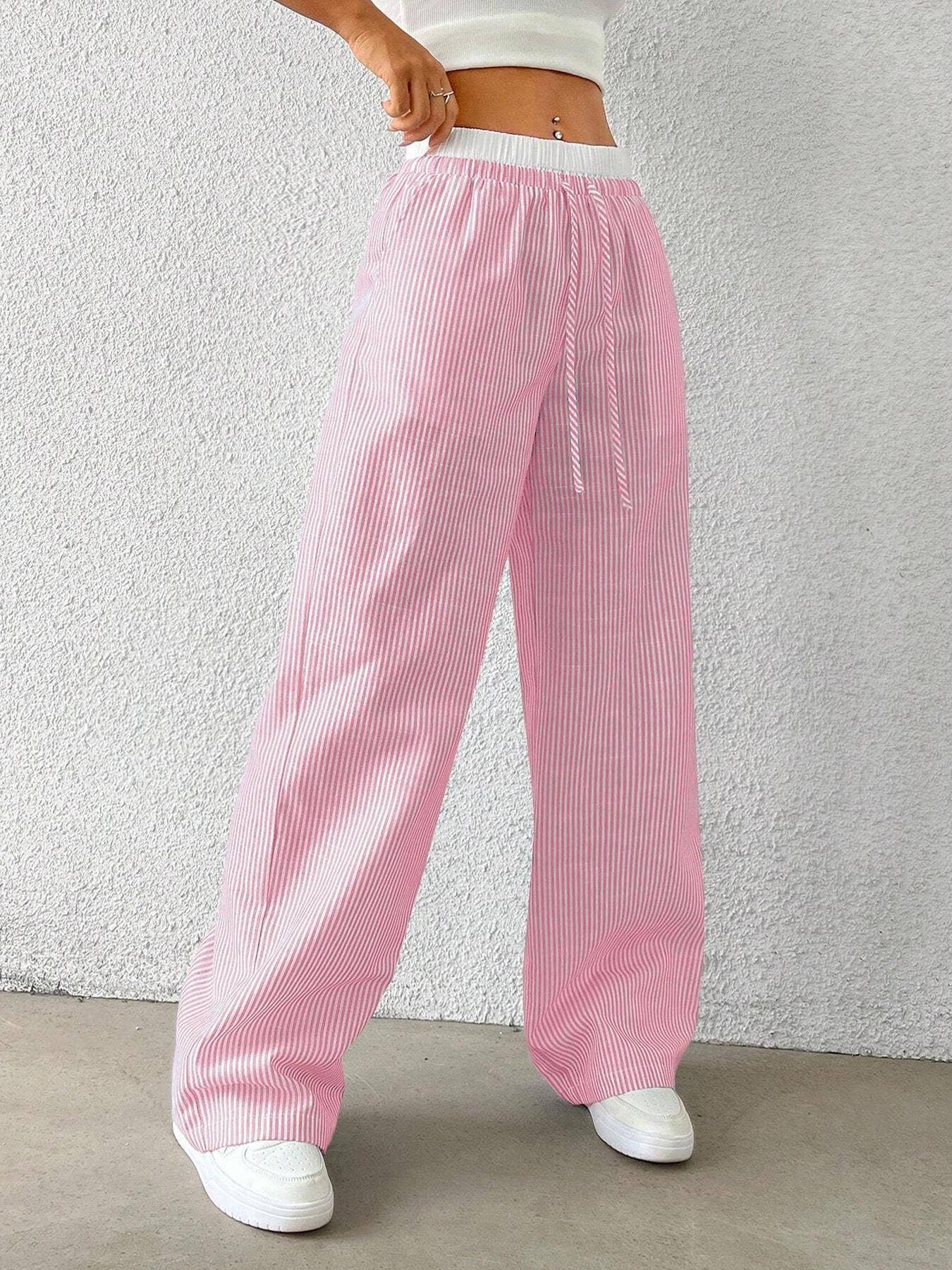 Trendy Striped  Loose Wide-Leg Pants DP25F546