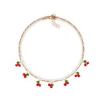 Hand-woven Cherry-shaped Double-layer Choker Necklace