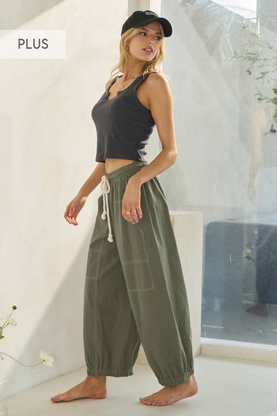 Plus Balloon Shaped Cotton Pants