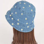 Denim Flower Embloidery Bucket Hat