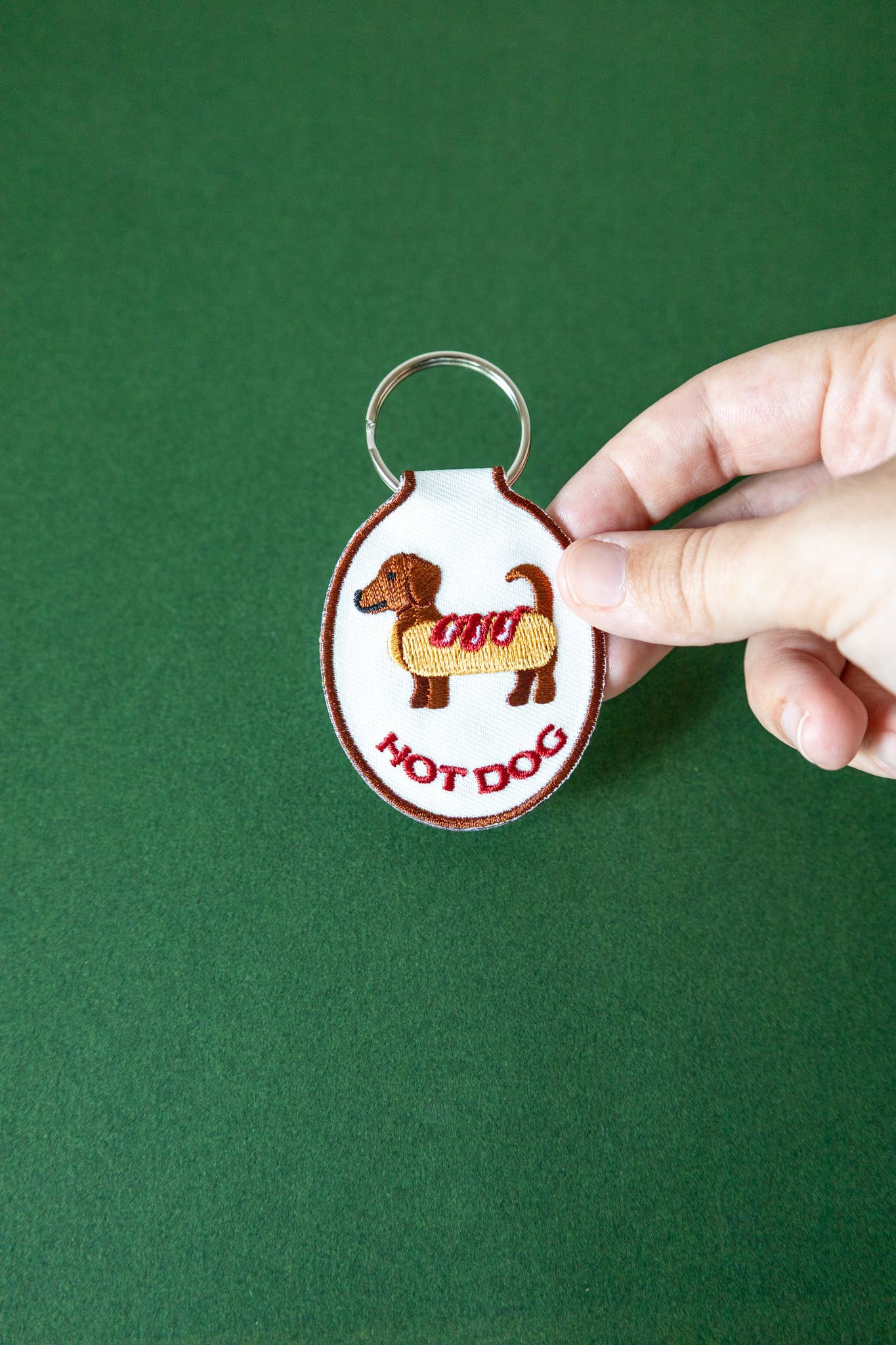Hot Dog Embroidered Keychain