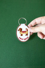 Hot Dog Embroidered Keychain