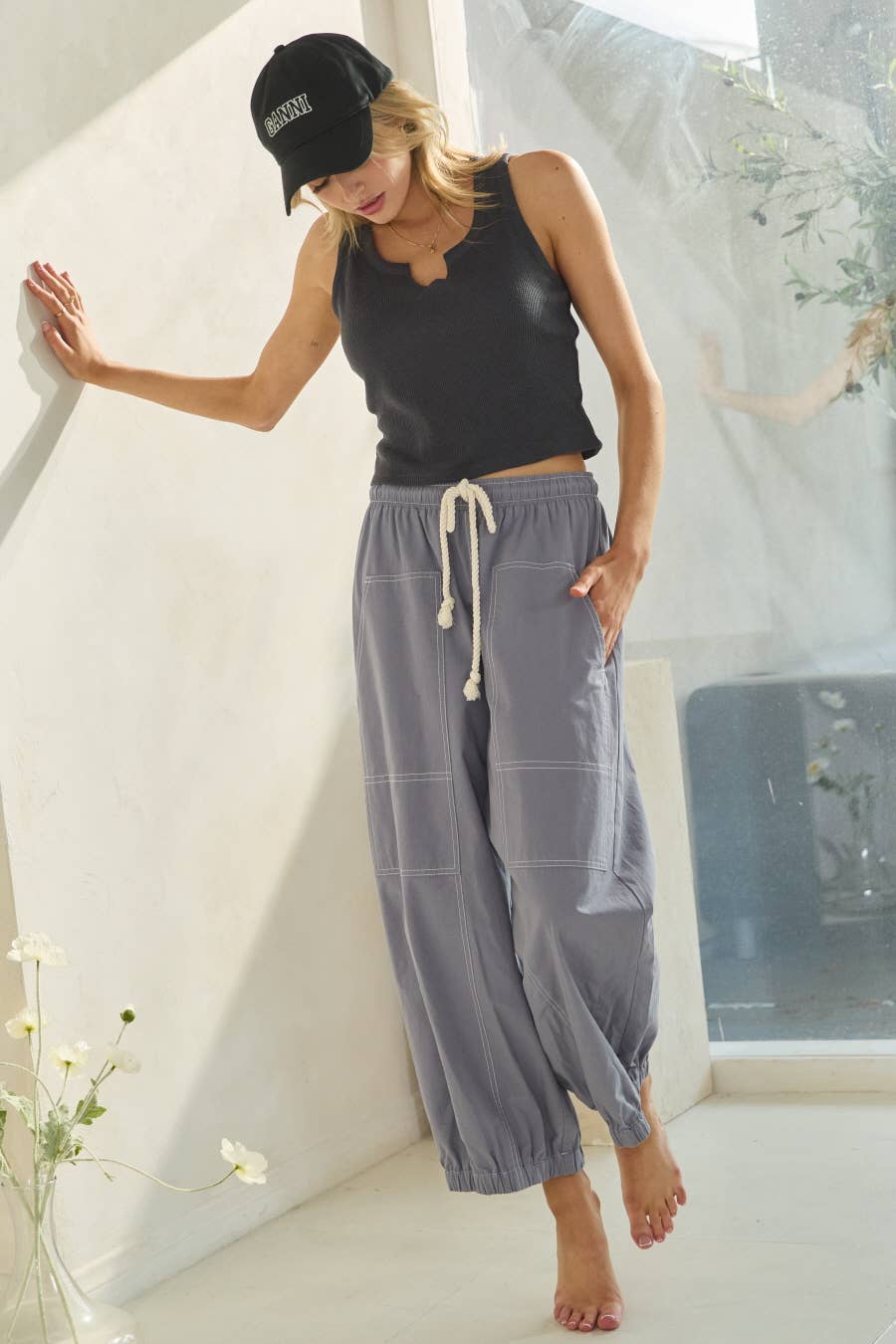 Plus Balloon Shaped Cotton Pants