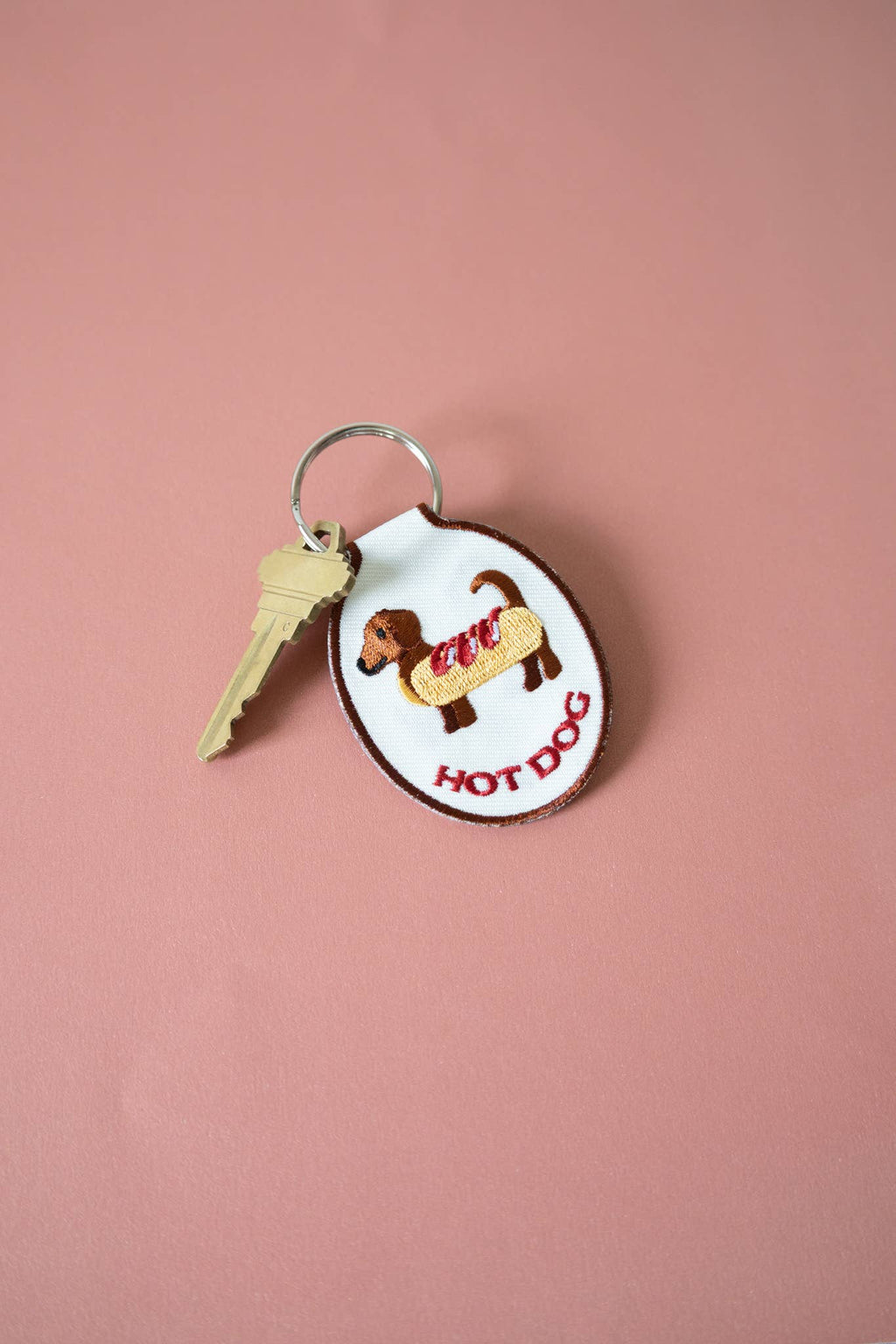 Hot Dog Embroidered Keychain
