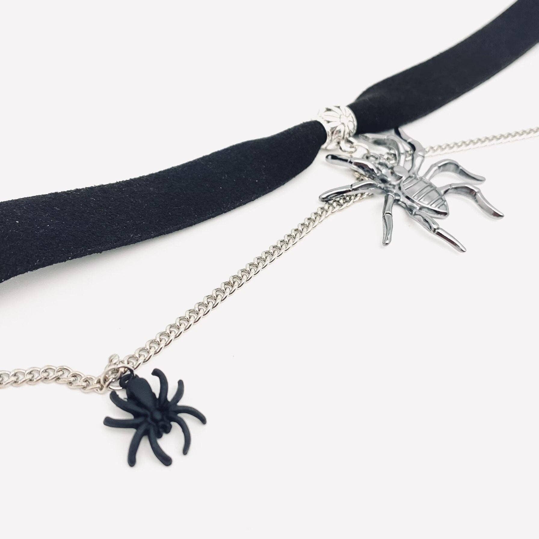 Halloween Gothic Spider Pendant Choker Necklace