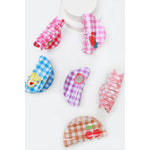 Checkered Fruit Print Curved Claw Clip
