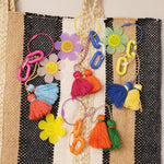 Happy Face Flower Chunky Chain Keyring Bag Charm