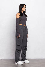 New wide legs parachute cargo pants