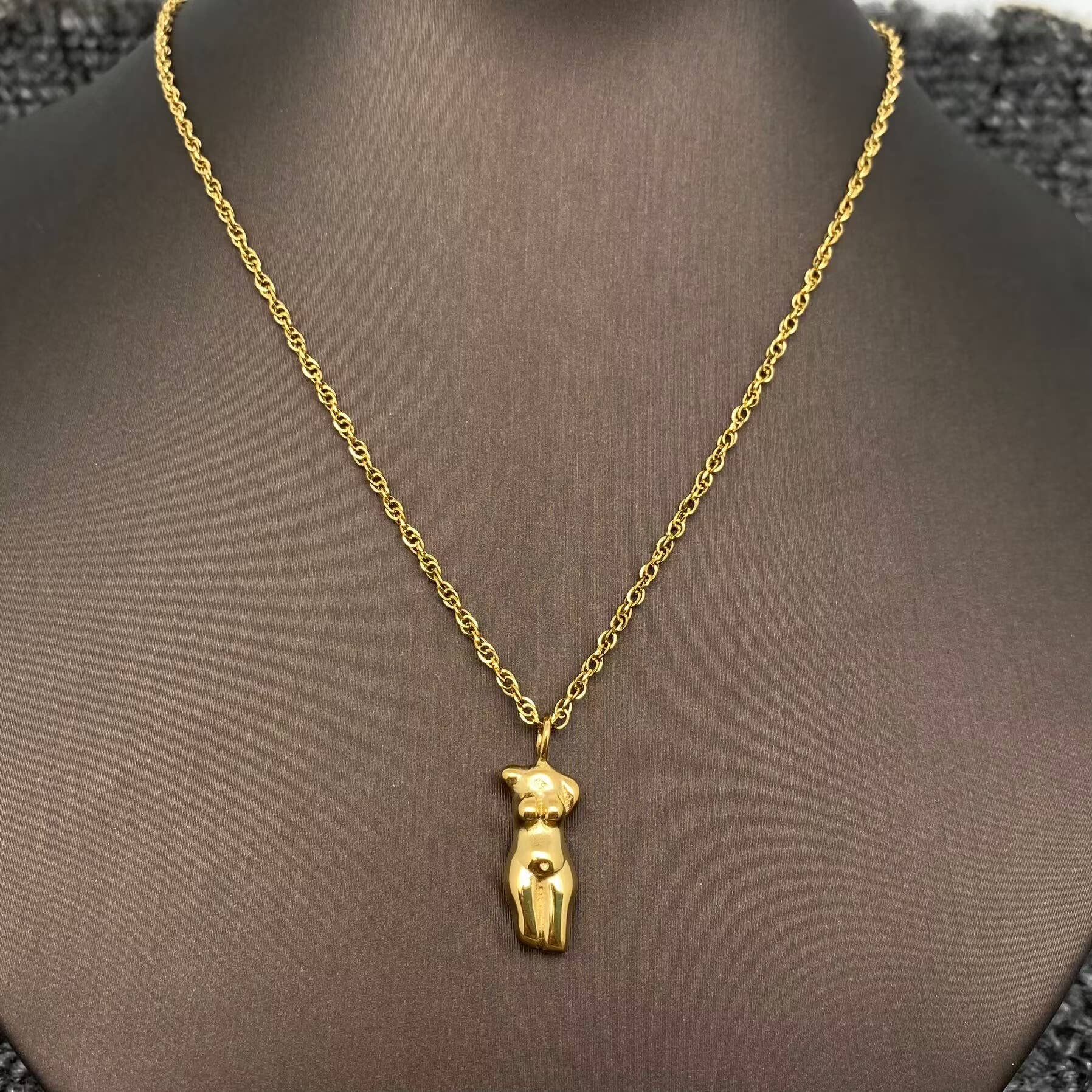 Abstract Beauty Body Charm 18K Gold Plated SS Necklace - FGS