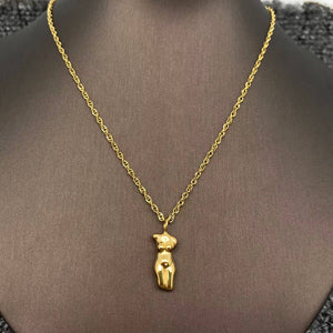 Abstract Beauty Body Charm 18K Gold Plated SS Necklace - FGS