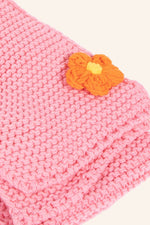 Crochet Knit Flower Oblong Scarf