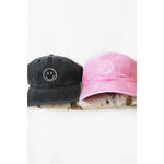 Smile Face Embroidered Washed Baseball Cap