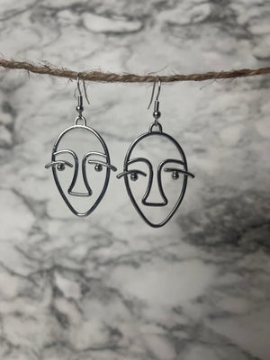 Face Silhouette Cut Out Earrings
