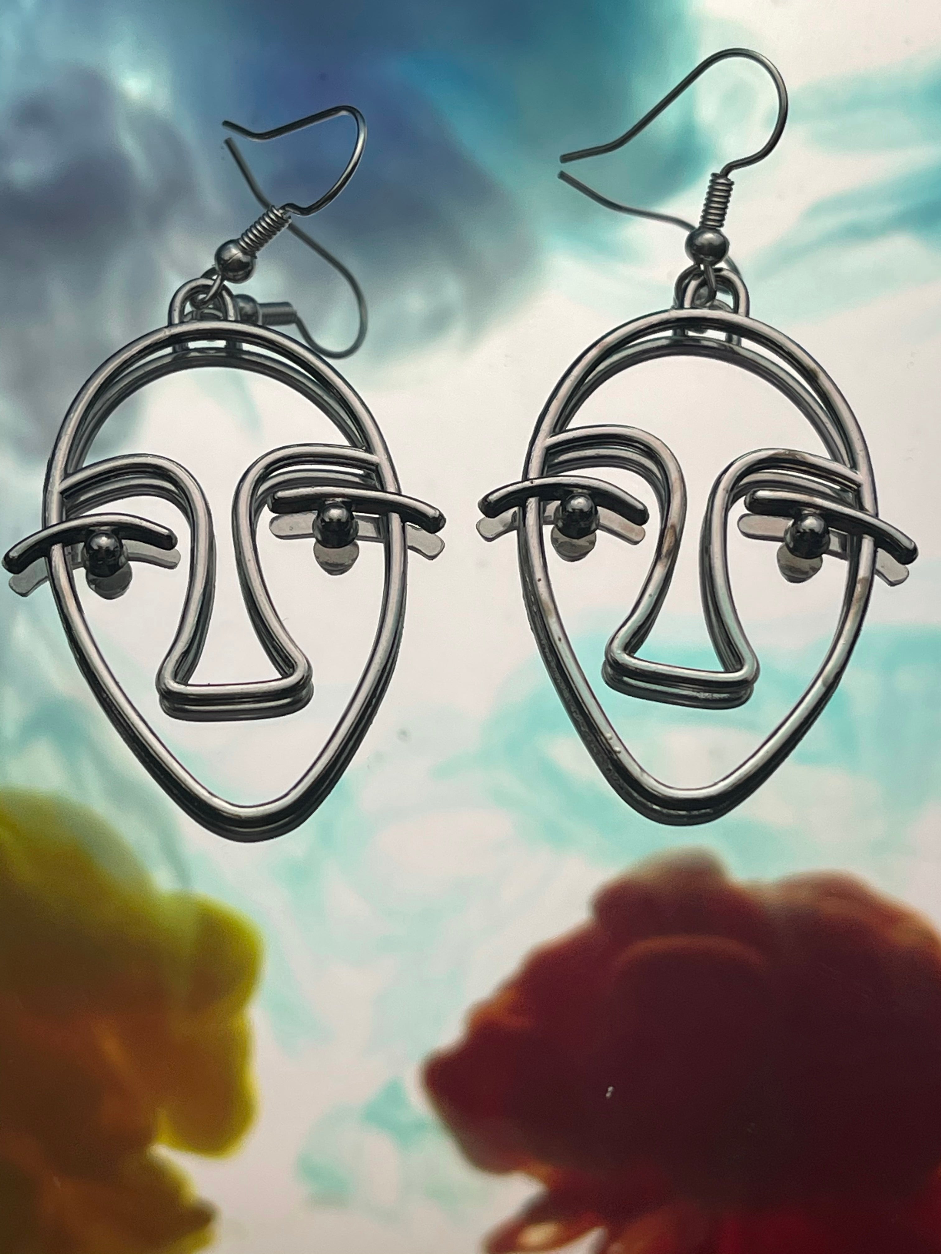 Face Silhouette Cut Out Earrings